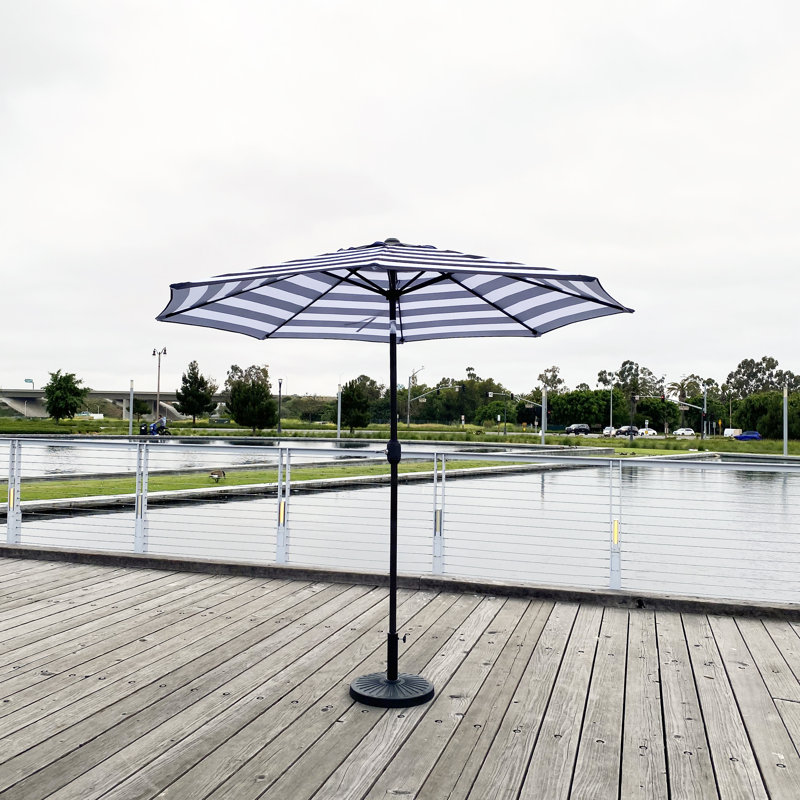 Arlmont & Co. 9ft Octagon Black/White Stripe Market/Patio Umbrella Wayfair